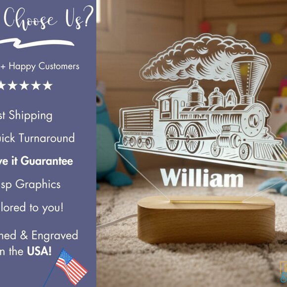 Train Custom Name Light | Personalized LED Decor for Kids | Christmas - Picture 4 of 8